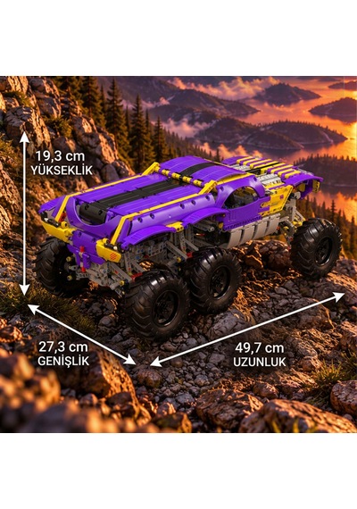 Mould King 18009 Mor Altın 6x6 Tırmanış Aracı Yapım Seti 2.014 Parça
