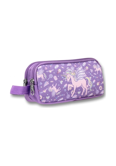 Ümit Çanta 5029 Unicorn Pegasus Desenli - Lila Renkli Kız Çocuk Kalem Çantası Mor