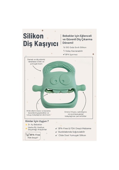 Koyu Yeşil Bebek Silikon Diş Kaşıyıcı
