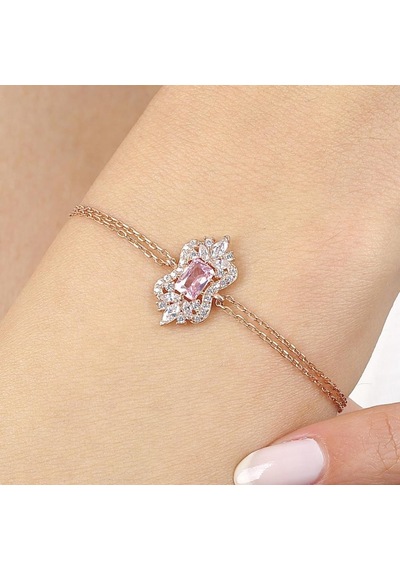 Mia Vento Pink Taşlı Işıltı Klasiği Rose Renk Vintage Gümüş Mini Set