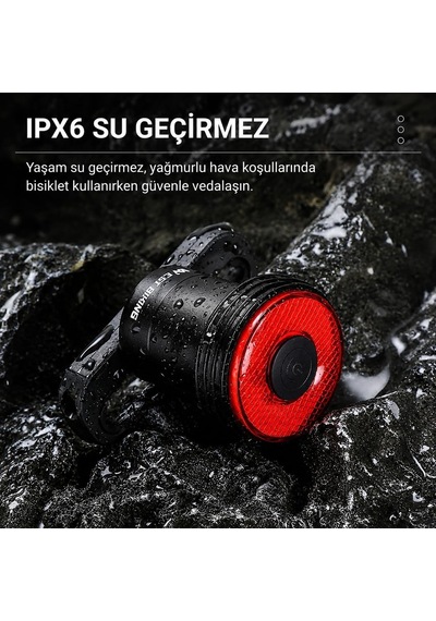 Akıllı Fren Sensörlü Bisiklet Arka Lambası Çok Renkli