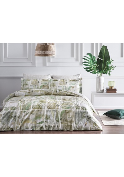 Linens Clover Pamuk Saten Çift Kişilik Nevresim Takımı Yeşil