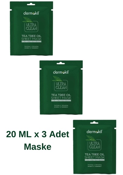 Dermokil Çay Ağacı Yağı Kağıt Yüz Maskesi 20 Ml X 3 Adet