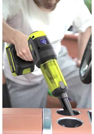 7go 7gab-04 25.000 Pa Şarjlı Araç Süpürgesi Ve Hava Üfleme Makinesi 90.000 Rpm Fırçasız Motor, 2's Yeşil