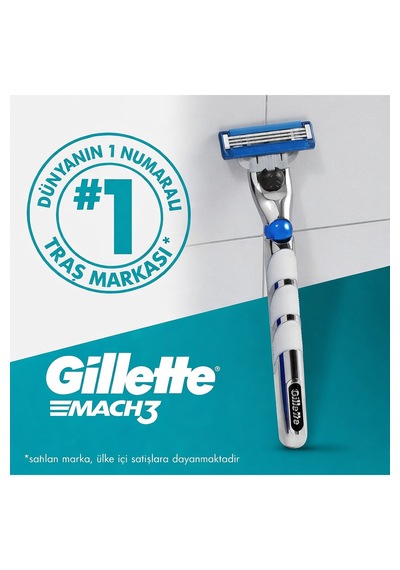 Gillette Mach3 Turbo 3d Tıraş Makinesi, 1 Sap + 1 Yedek Bıçak, 3 Bıçaklı