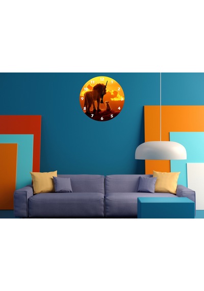 Ti-play Aslan Ve Yavrusu 30x30cm Akrilik Dekoratif Modern Duvar Saati ÇOk Renkli
