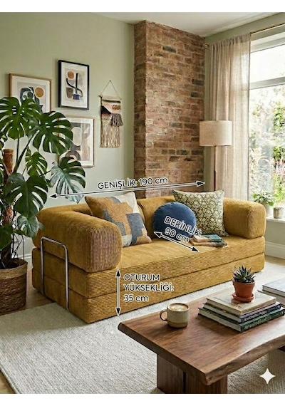 Reflekta Sünger Koltuk Rollpack Kanepe Relax 90x190 Yatak Koltuk Demonte Hardal Sarısı