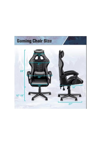 Gri Desen Oyuncu Koltuğu, Ergonomik Tasarım, Ayarlanabilir Boyun Ve Bel Yastığı, Hareketli Kolçak Diğer