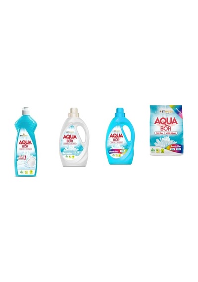 Aquabor Doğal Mineralli Elde Bulaşık + Sıvı Beyaz + Sıvı Renkliler + 4 Kg Renkliler 4 Lü Set