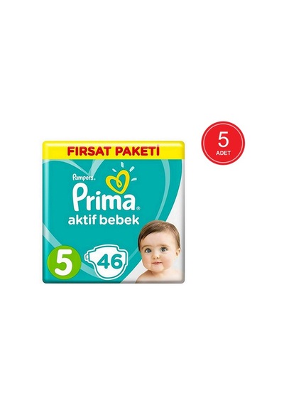 Prima Pampers Aktif Bebek Junior Bebek Bezi 11-16 KG 5 Beden 5 x 46 Adet 5'li