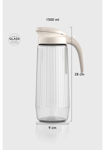 Renga Beluga 1500 Ml Bej Kapaklı Gravürlü Cam Sürahi 111021