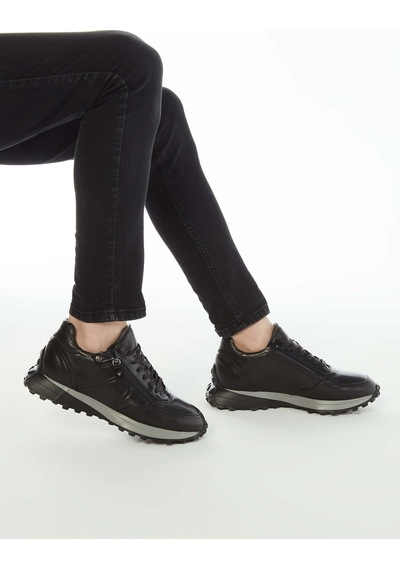 Tamer Tanca Erkek Hakiki Deri Siyah Sneakers & Spor Ayakkabı 383 5454 Erk Ayk Y23 Sıyah Dr/sıyah Siyah