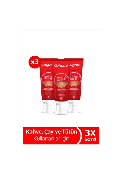Colgate Optıc Whıte Kahve, Çay Ve Tütün Kullananlar İçin Diş Macunu 50ml X3 Adet