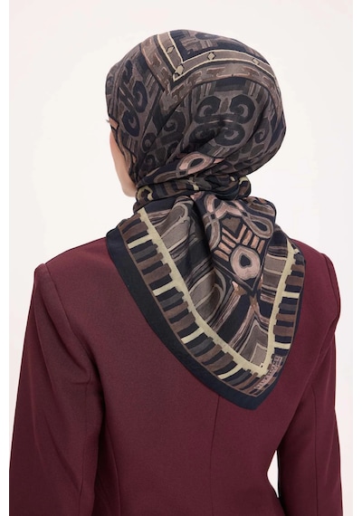 Silk Home Dört Mevsim Antik Motif Viskon Velora Eşarp 6421 Koyu Lacivert