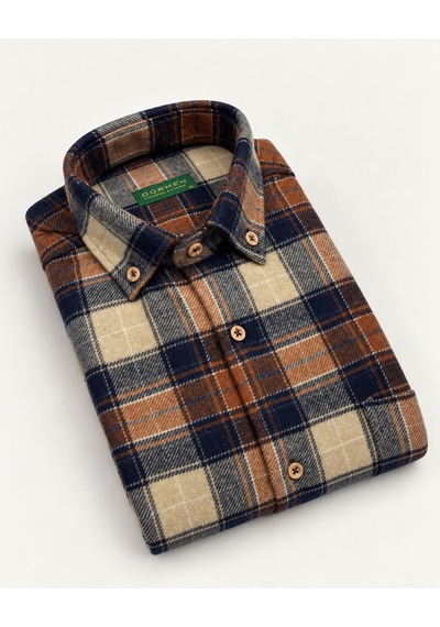 Classics Men Regular Fit Erkek Kışlık Hakiki Oduncu Gömleği Kiremit