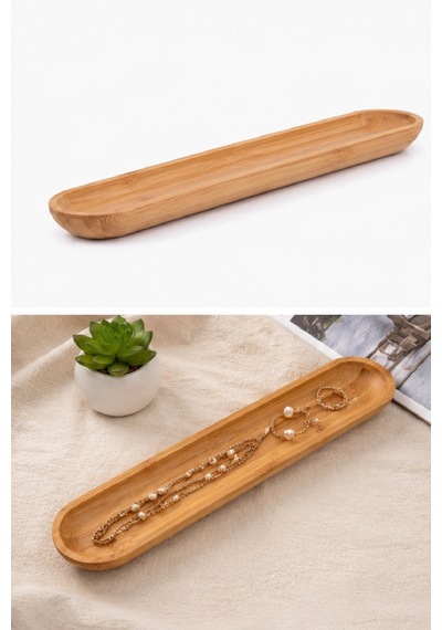 Bambu Zeytin Tabağı, Bambu Zeytinlik, 2 Adet, 35 Cm Ahşap - Bej
