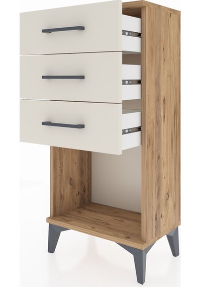 Arges Komodin 3 Çekmeceli 44x30x96 Çam-aytaşı Çam