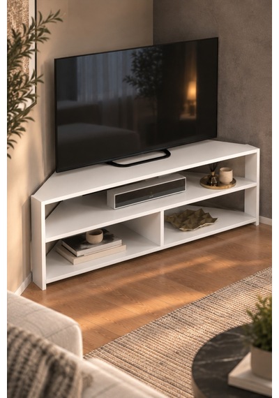 Sulorahome Beyaz Köşe Tv Ünitesi 140 Cm Sulorahome Beyaz Köşe Tv Ünitesi 140 Cm