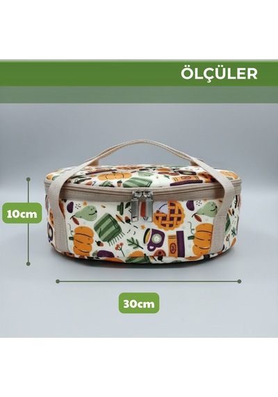 Borcam Termal Çantası-yemek Çantası-30 Cm Yuvarlak-351 Çok Renkli