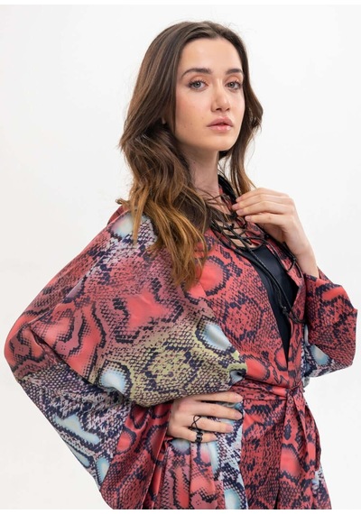 Mayovera Yılan Desen Kimono Çok Renkli