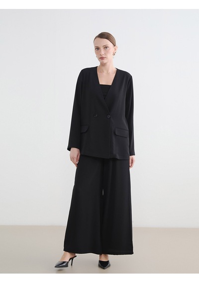 Lcw Everyday Siyah Kruvaze Yaka Kadın Blazer Ceket