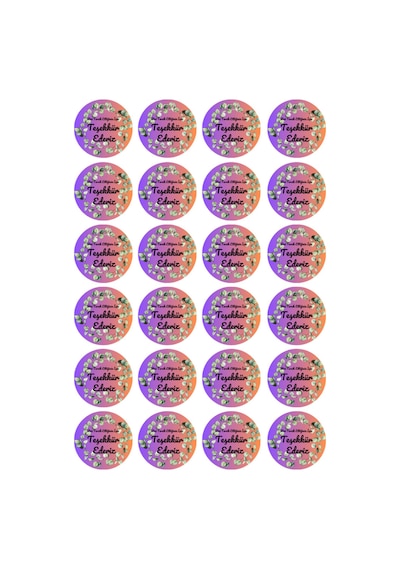 Mor Pembe 4x4 Cm Yapraklı Teşekkür Ederiz-yuvarlak Yapışkanlı Ürün Ambalaj,paket Etiketi-pp-96 Adet Bordo