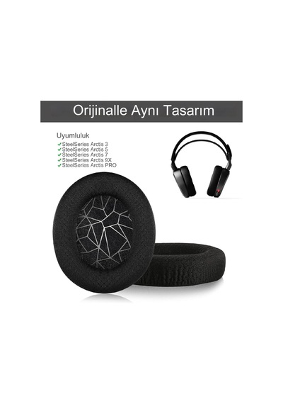 Steelseries Arctis 1 3 5 7 9 9x Pro Uyumlu Kulaklık Süngeri Pedi Kulaklık Yastığı Ped Siyah-beyaz