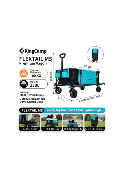 Kingcamp Flextaıl M5 Çok Amaçlı 130 L Katlanır Vagon Araba
