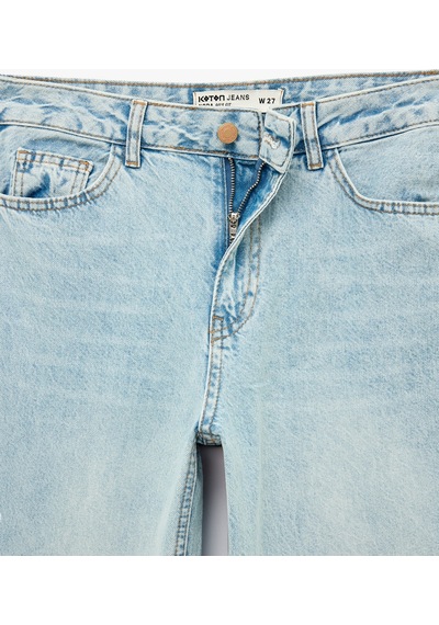 Koton Düz Paça Normal Bel Cepli Düğmeli Denim Pantolon - Longer Straight Fit Jean Açık İndigo 7wal40107md Koton Düz Paça Normal Bel Cepli Düğmeli Denim Pantolon - Longer Straight Fit Jean Açık İndigo 7wal40107md