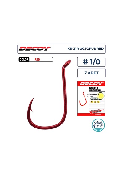 Decoy Kr-31r Octopus Delikli Olta İğnesi Kırmızı 1/0 7 Adet