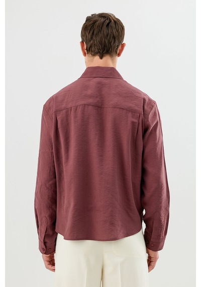 Antioch Modal Karışımlı Crop Fit Erkek Gömlek Bordo