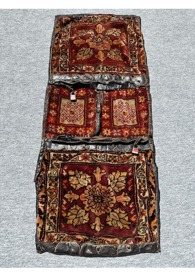 Burak Halı El Dokuma Antika Derili Heybe Kök Boya Kilitli 47 x 114