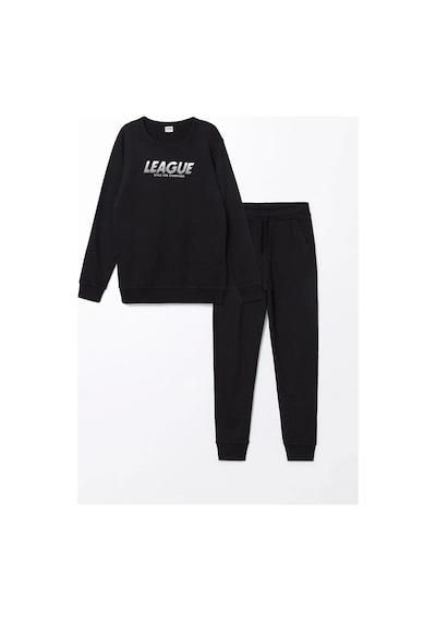 LC Waikiki Lcw Kids Siyah Bisiklet Yaka Erkek Çocuk Kalın Eşofman Takımı New Black
