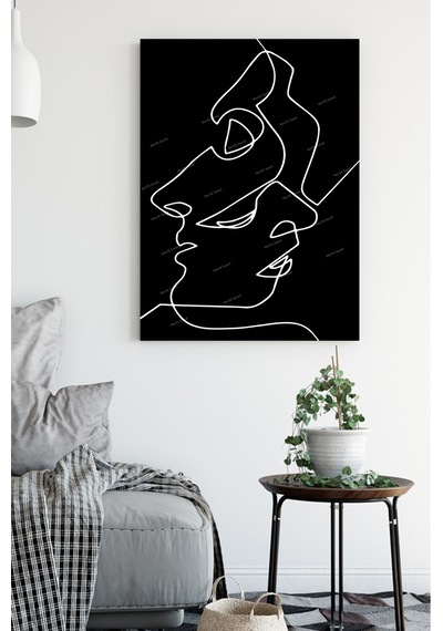Yüzler ve Suretler Minimalist Modern Sanatsal Kanvas Tablo 50 x 70 y