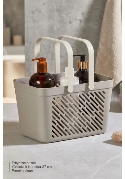 12'li Gri Çok Amaçlı Kulplu Sepet Mutfak Banyo Organizer Ekonomik Set Çok Renkli