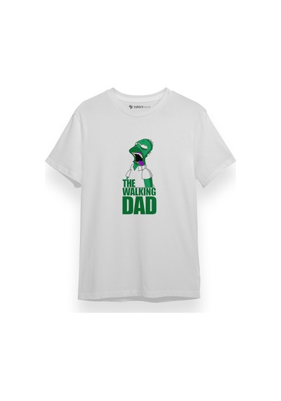 The Simpsons The Walking Dad Beyaz Kısa Kol Erkek Tshirt 001
