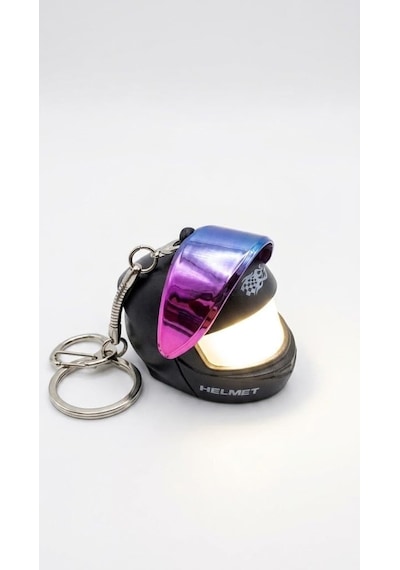Işıklı Fenerli Mini Moto Kask Anahtarlık
