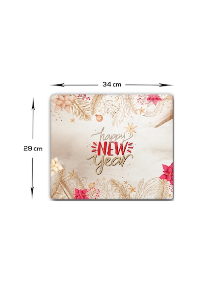 Decorita Cam Kesme Tahtası|Happy New Year -Gold|29cm x 34cm