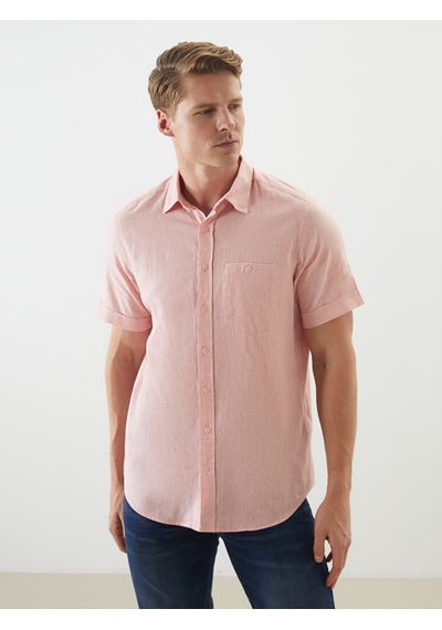 Lcwaıkıkı Classic Pembe Regular Fit Keten Karışımlı Erkek Gömlek