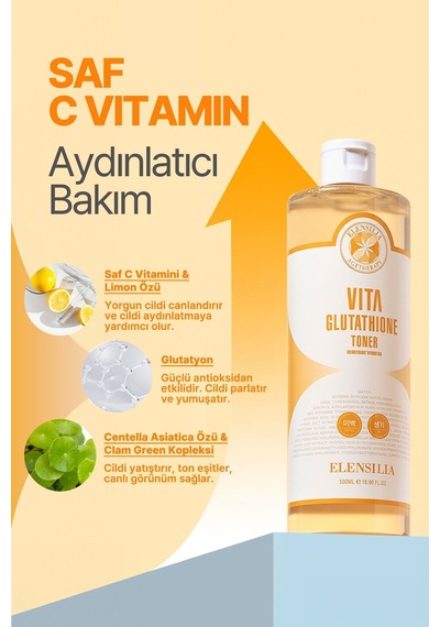 Elensılıa Glutatyon İçeren Aydınlatıcı ve Nemlendirici Tonik Elensilia Glutathione Toner 500ml büyük boy