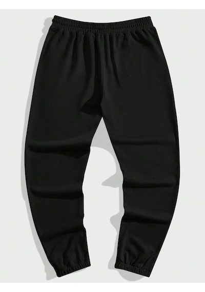 Halloween Cross & Letter Graphic Drawstring Waist Eşofman Altı Siyah