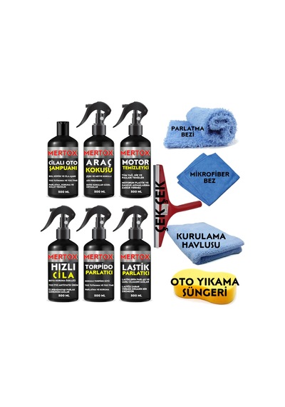 Mertox Oto Şampuanı+araç Kokusu+motor+hızlı Cila+torpido+lastik