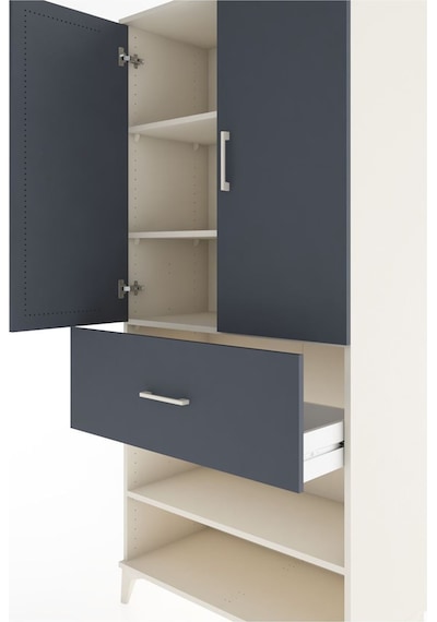 Hyperion Dolap 4 Raflı Tek Çekmeceli 2 Kapaklı 88x44x195 Aytaşı-antrasit Aytası