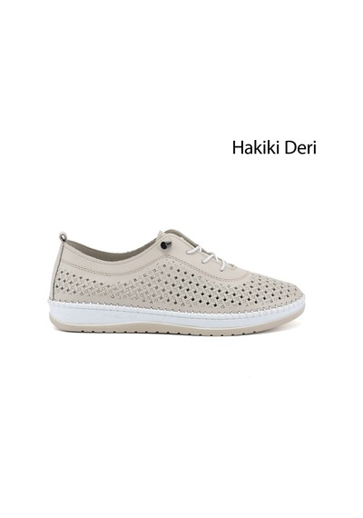 Gönderi(R) Gönderi R Kadın Bej Bağcıklı Hakiki Deri Comfort Ayakkabı Ddza84842845