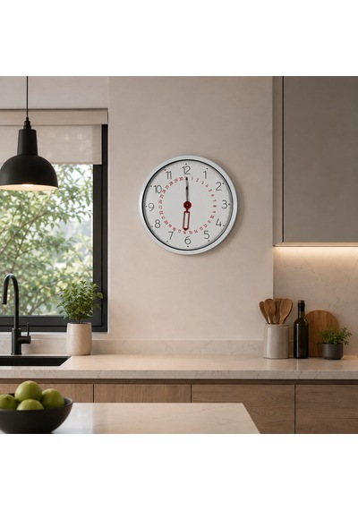 Beyaz Takvimli 40 X 40 Cm Metal Duvar Saati