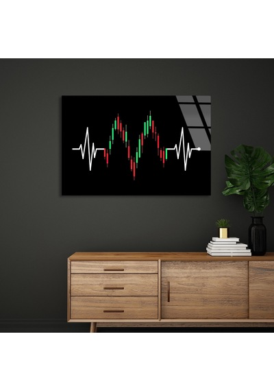 Borsa Grafiği - Cam Tablo - Deg1171 90 X 60 Cm