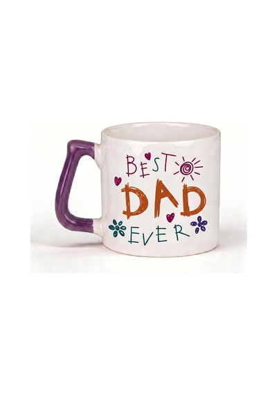 Babaya Özel Best Dad Ever Yazılı Kupa Bardak - Komik Tasarım Baskılı Seramik Hediye Kupa Bardak Çok Renkli