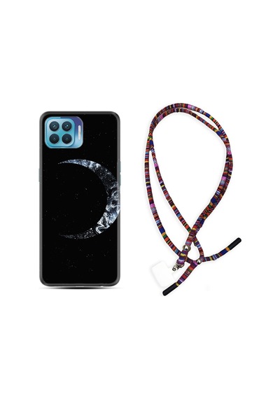 Oppo Reno 4 Lite Kılıf Rasta Boyun Askılı Yalnız Ay 1744