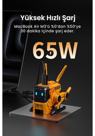 Gravastar Alpha65 Sarı Özel Seri Robot Figürlü 65w Hızlı Şarj