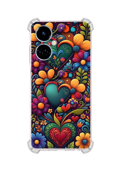 Printify Tecno Camon 19 İle Uyumlu Düşlerin Dansı Serisi Çiçeklerin Dansı Tasarımlı Uv Baskılı Köşe Korumalı Antişok Kılıf Şeffaf